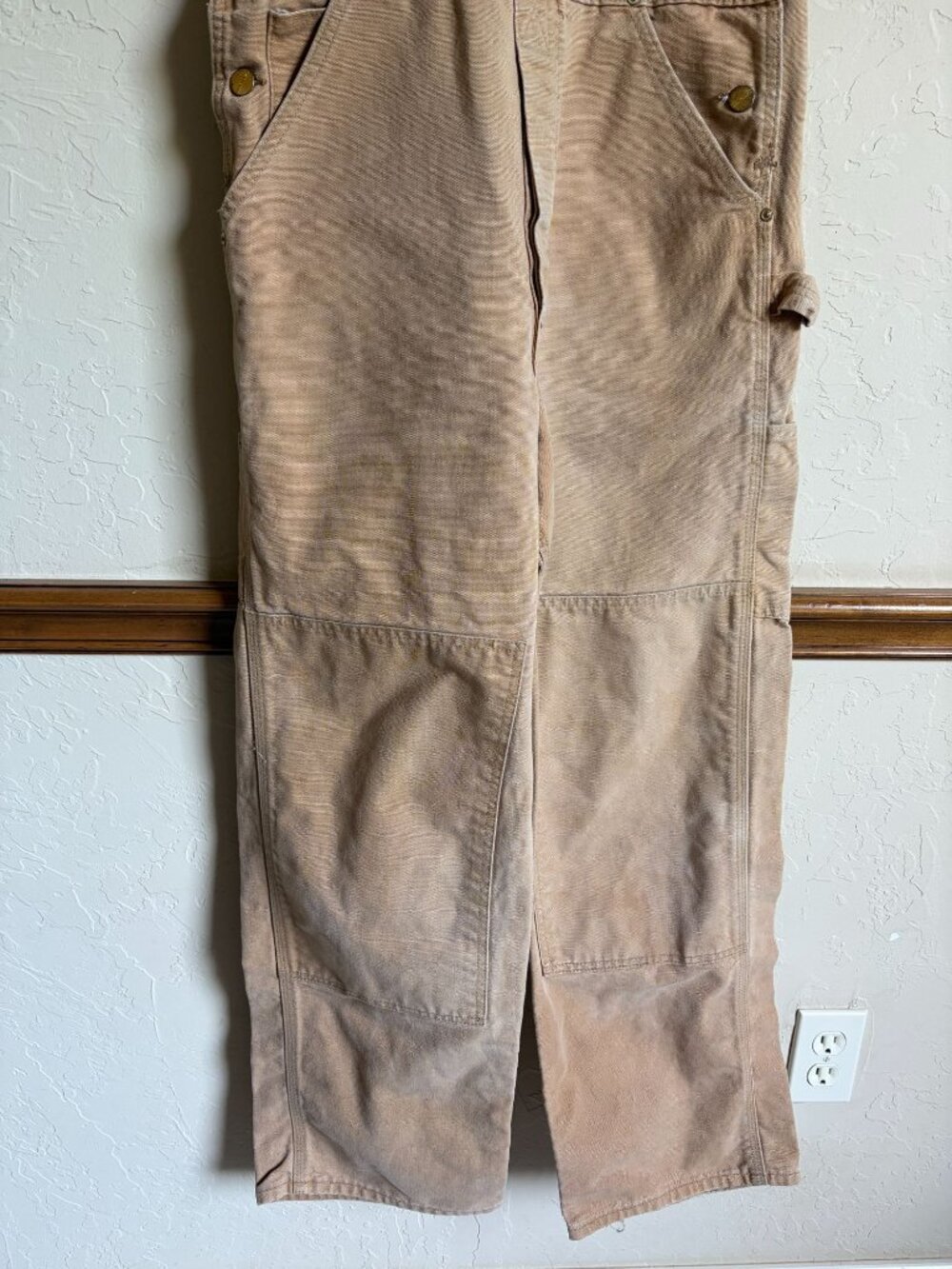 Carhartt Overalls Tan Khaki Duck Canvas Coveralls Men's US Medium Workwear - Picture 4 of 11